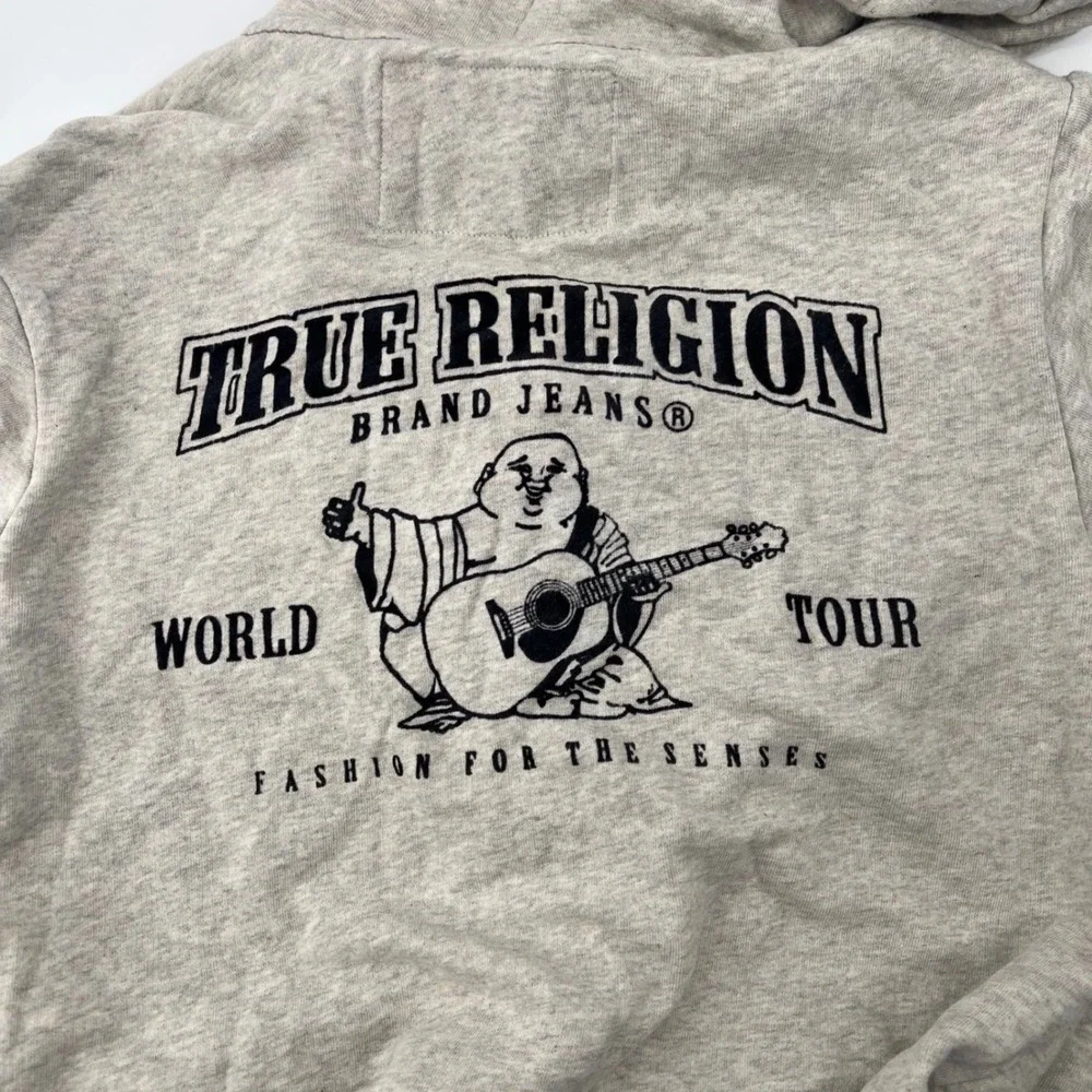 True‎ Religion Mens Heather Gray Buddha World Tour Full Zip Hoodie Sweatshirt S